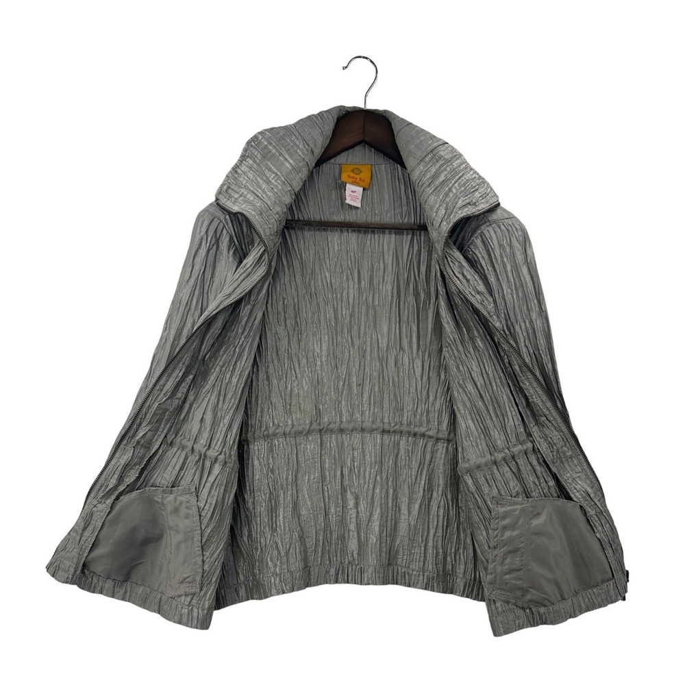 Ruby Rd Petite Crinkle Texture Zip Front Drawstring Jacket Silver Size 16P‎ - Picture 2 of 9